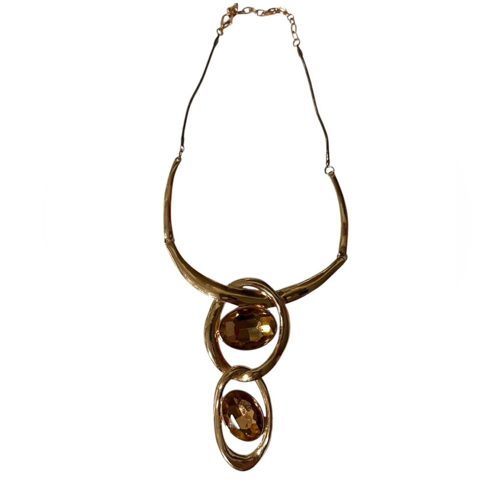 Free People Elegant Gold Necklace with Amber Accents